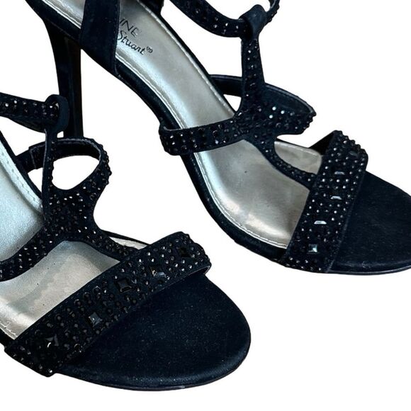 EUC Madeline Stuart 4" Black Strappy Beaded/Gem Heel-Sandal Size 7M - Picture 13 of 16
